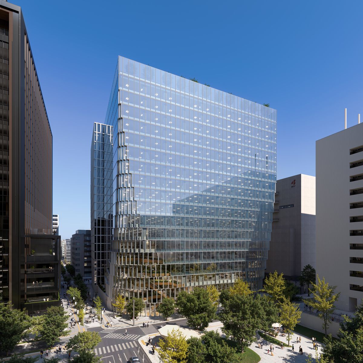 福岡市天神に新しく建設中のオフィスビル「天神ビジネスセンターII」のイメージ