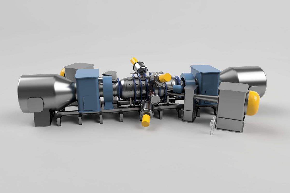 核融合炉のイメージ図。都市部などの電力需要地の近くに設置し、分散型電源の実現を目指す。