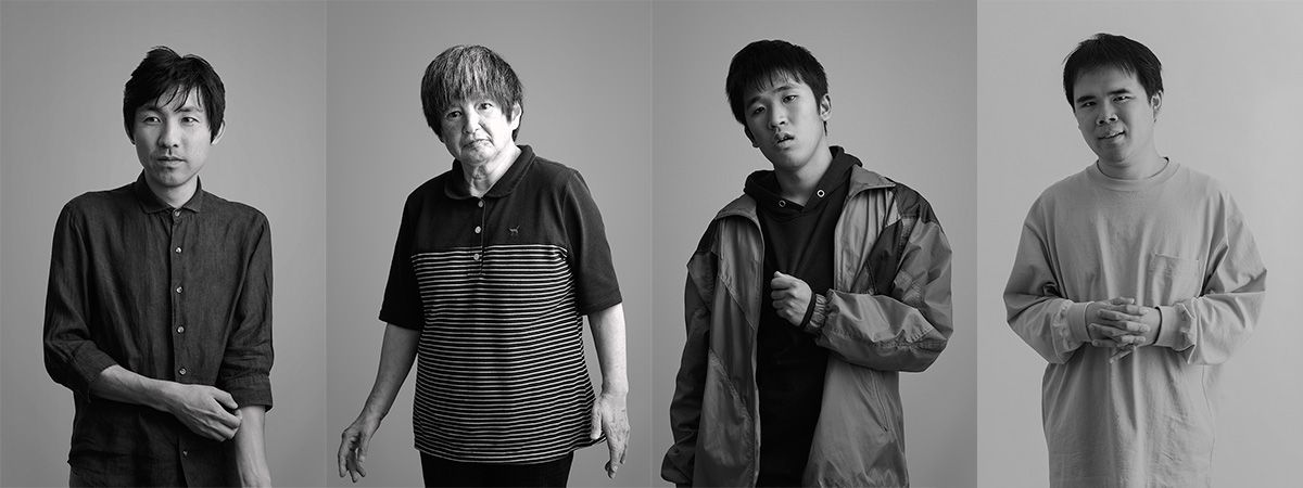 Google Pixel 10a Isai Blueに関連するアート制作に関わったヘラルボニーの契約作家。左から伊賀敢男留（いが・かおる）氏、工藤みどり氏、水上詩楽氏、藤田望人（ふじた・のぞみ）氏