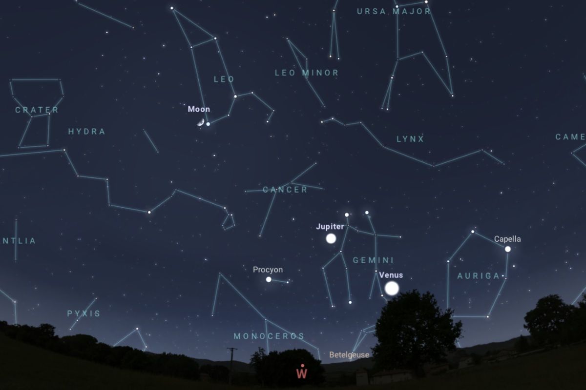 2026年5月23日（東京：午後8時頃）の西の空（Stellarium）