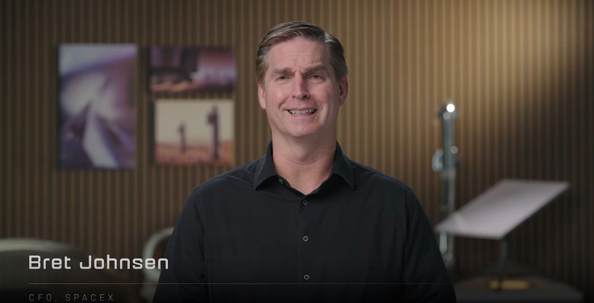 スペースXのIPOの特設サイトでは、CFOブレット・ジョンセン氏による約17分間のプレゼン動画が視聴可能 (c)SpaceX