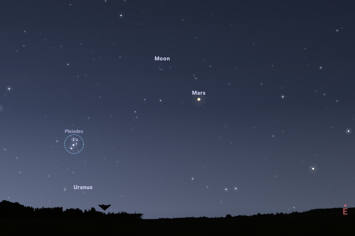 寄り添う金星と木星を眺め、「明けの三日月」を見送る 真の闇夜が