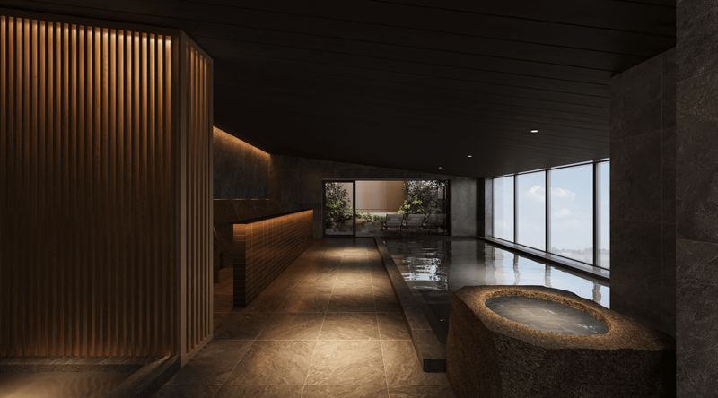 「KOKO HOTELS」から生まれた、日本の温泉文化を体験できる新ブランド「kokonoyu」は、「Retreat―自分と向き合い、心を解き放つ滞在―」がコンセプト。その第１号店として、大分・別府駅から徒歩３分という好立地に「kokonoyu別府」を2027年夏開業予定。最上階に露天風呂つきの天然温泉を備える10階建て、全150室。©UDS