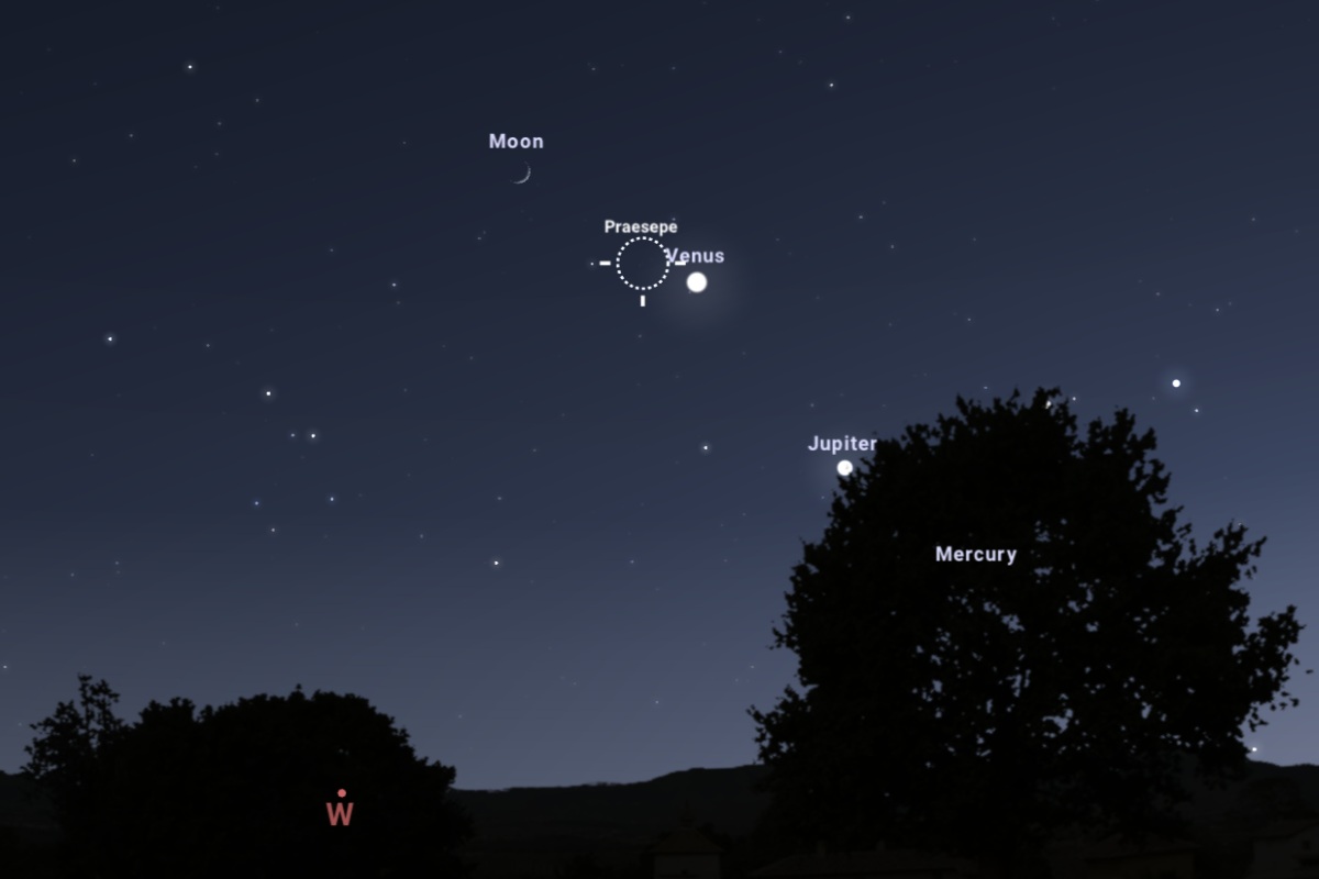細い月が3惑星の間をすり抜け、天文学上の夏がやってくる 今週の夜空